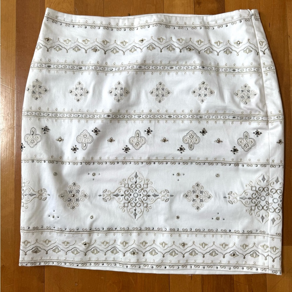 White House Black Market White Embellished Skirt